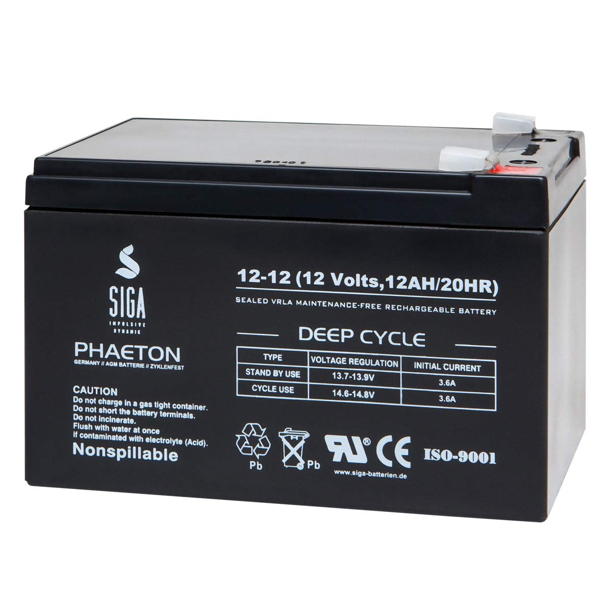 Blei Akku 12V 12Ah 12 V 10 Ah AGM Gel Batterie extrem zyklenfest von SIGA IMPULSIVE DYNAMIK