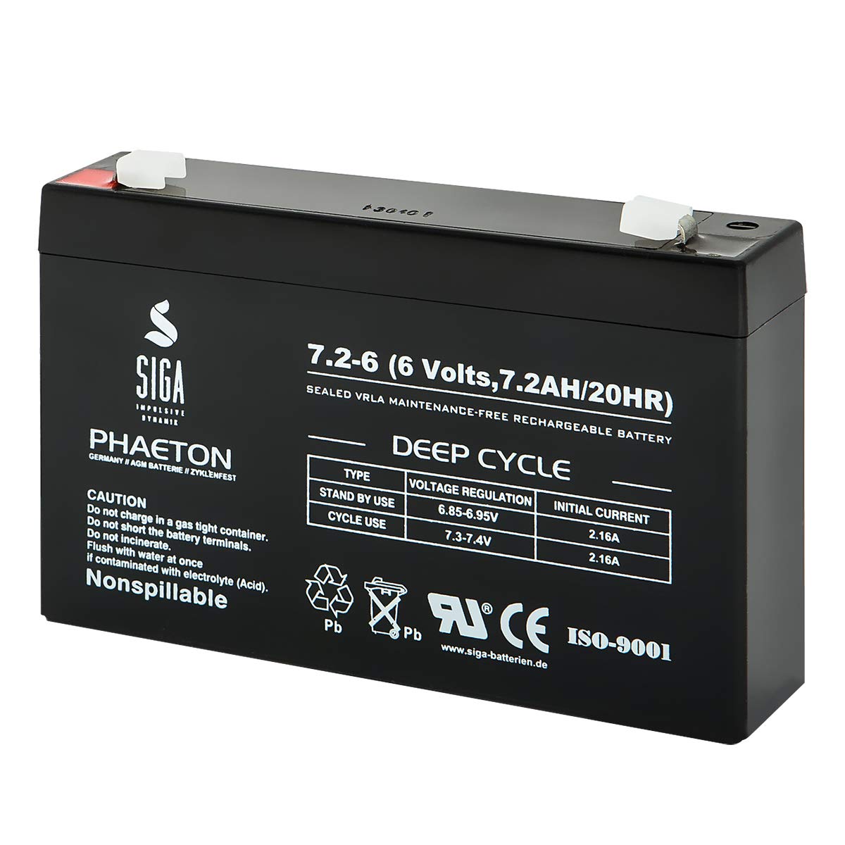 SIGA Akku 6V 7,2Ah Batterie 3-FM-7 DiaMec DM6-7 Acculux Joblux 90 Arbeitsleuchte Handlampe 7Ah 6V von SIGA IMPULSIVE DYNAMIK