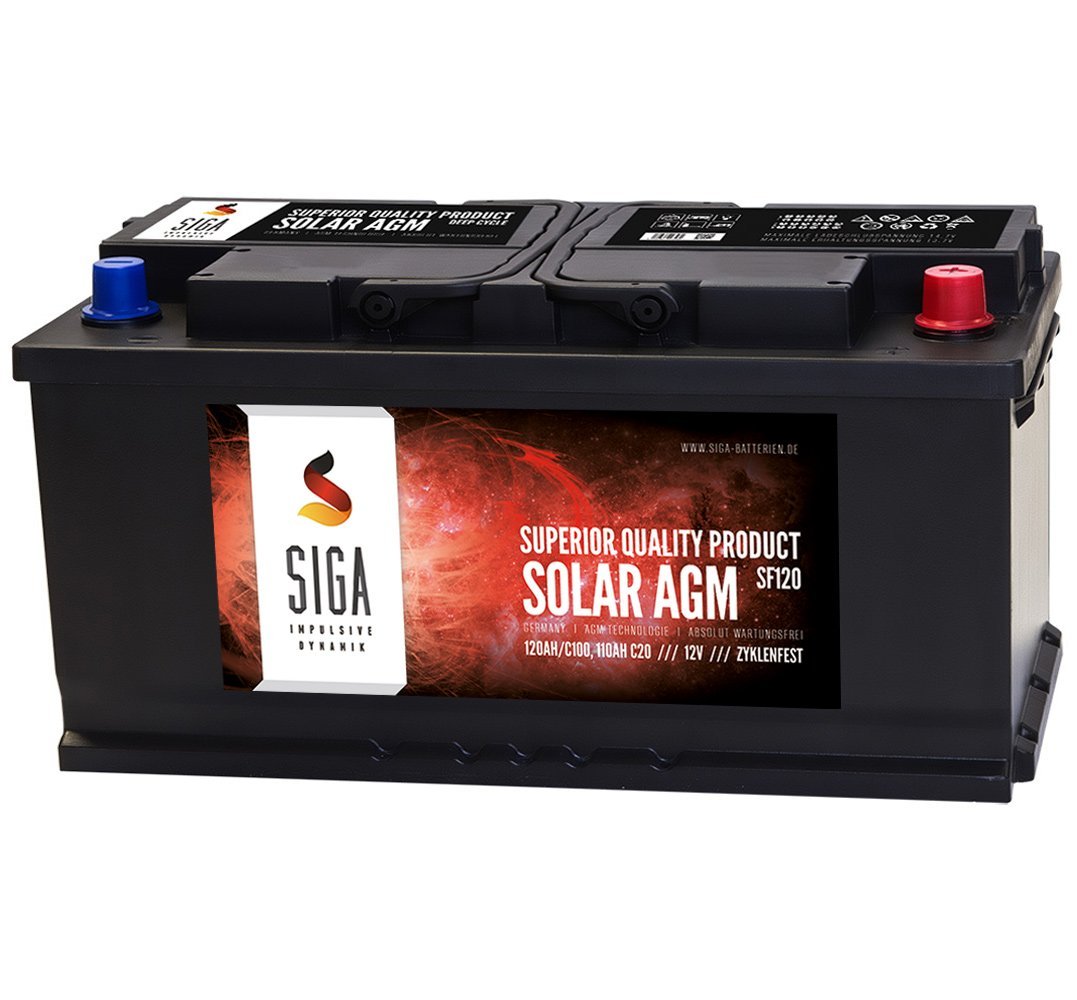 SIGA Blei Akku 12V 120Ah AGM Gel Batterie Solarbatterie Wohnmobil Mover Boot Versorgungsbatterie von SIGA IMPULSIVE DYNAMIK