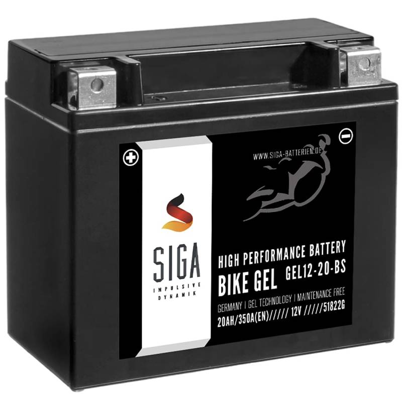 SIGA GEL Motorradbatterie 12V 20Ah 350A/EN GEL Batterie YTX20-BS GEL12-20-BS YTX20-4 51822 von SIGA IMPULSIVE DYNAMIK