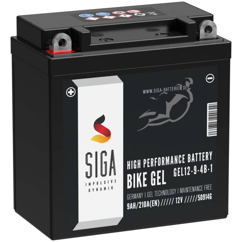 SIGA GEL Motorradbatterie 12V 9Ah 210A/EN Gel Batterie YB9-B Gel12-9-4B-1 YB9-BS CB9-B 12N9-4B-1 50914 von SIGA IMPULSIVE DYNAMIK