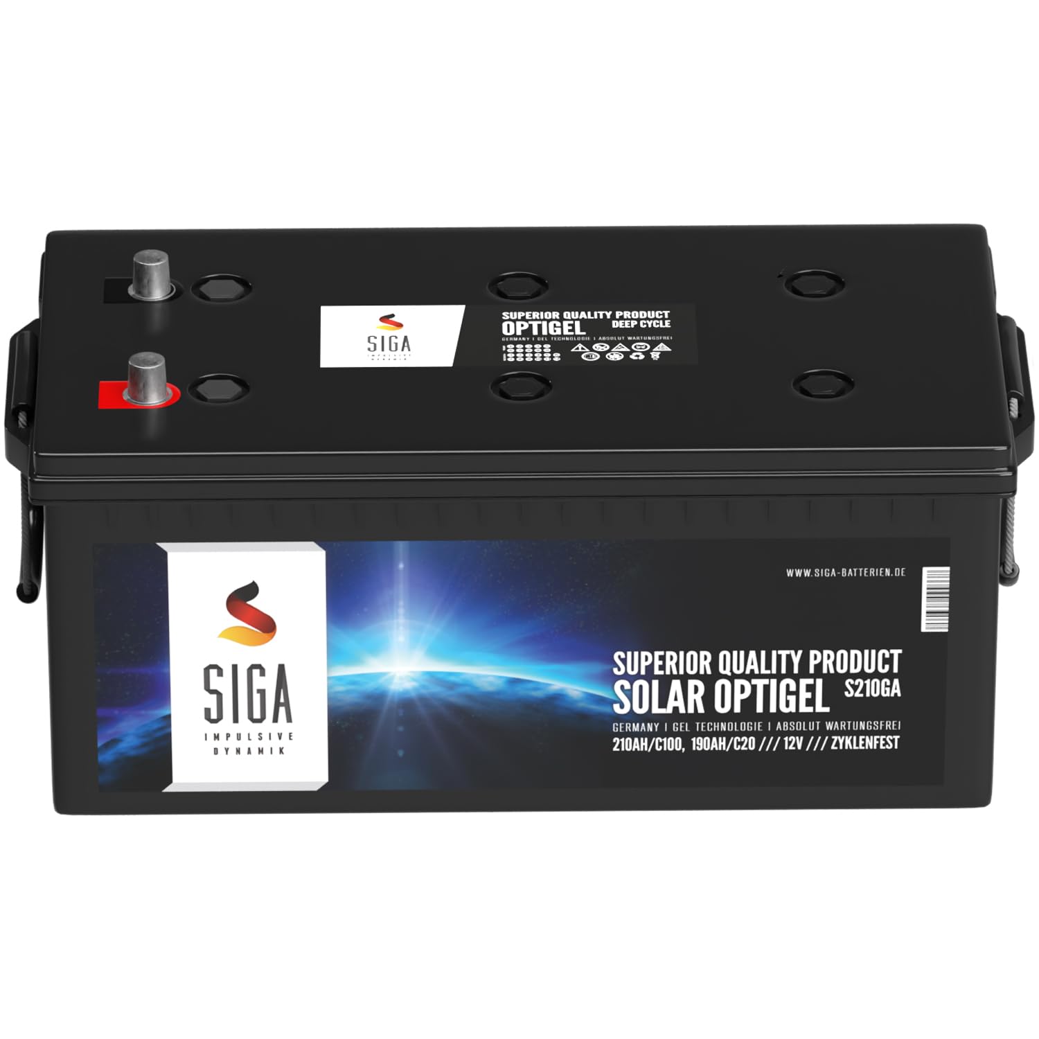 SIGA Gel-Batterie 12V 210Ah Gel Akku Blei-Akku Bootsbatterie Wohnmobil Batterie Solarbatterie Versorgerbatterie von SIGA IMPULSIVE DYNAMIK