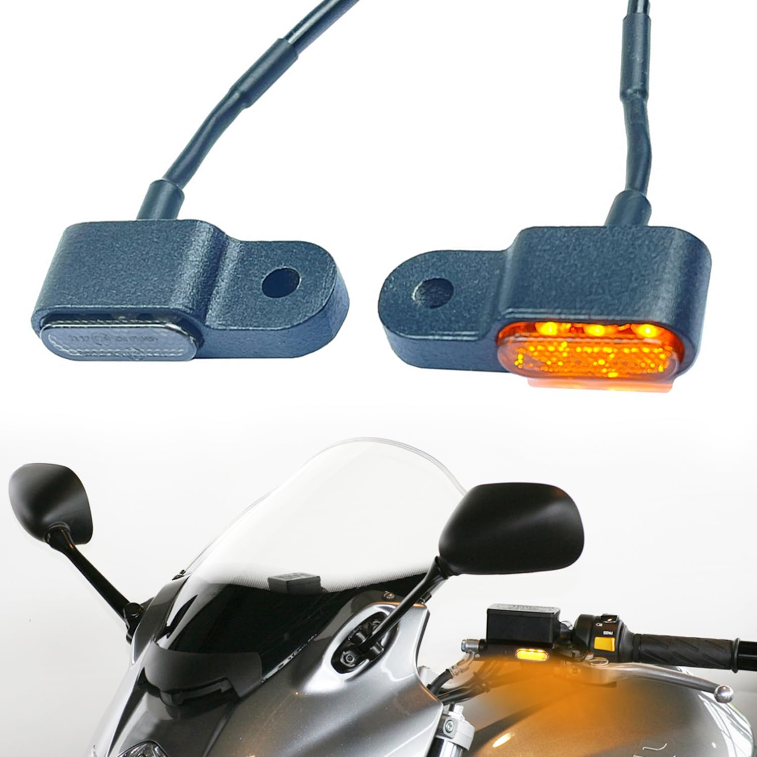 SIGANDG 2 Stück 3 LED Universal 12V E24 Mini Motorrad LED Blinker Aluminiumlegierung im Feinguss IP65 Wasserdicht E geprüft von SIGANDG