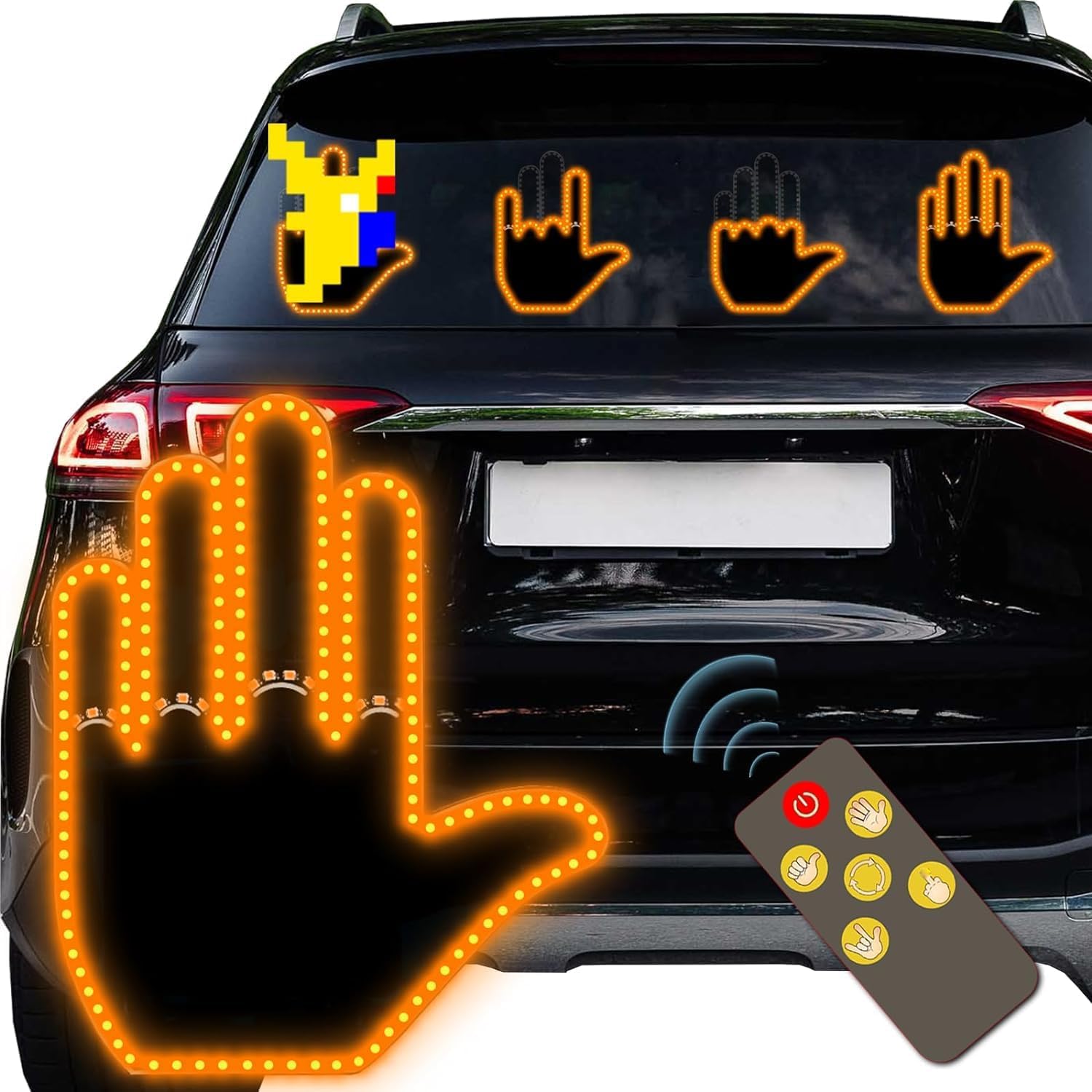 SIGANDG LED Hand Fingerlicht Auto Gesten Licht mit Fernbedienung,4-in-1-LED-Gestenlicht，Daumen Up Down Licht, Cooles Auto-Innenlicht, Cooles lustiges Auto Zubehör für Männer Frauen von SIGANDG