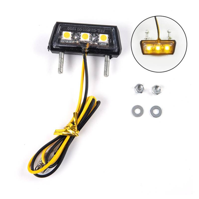 SIGANDG LED Motorcycle License Plate Light, 12 V, 3 SMD-LED-Chip, Mini-Winzig-Lampe, wasserdicht, für alle Modelle von Motorrädern und Quads (Gelb) von SIGANDG