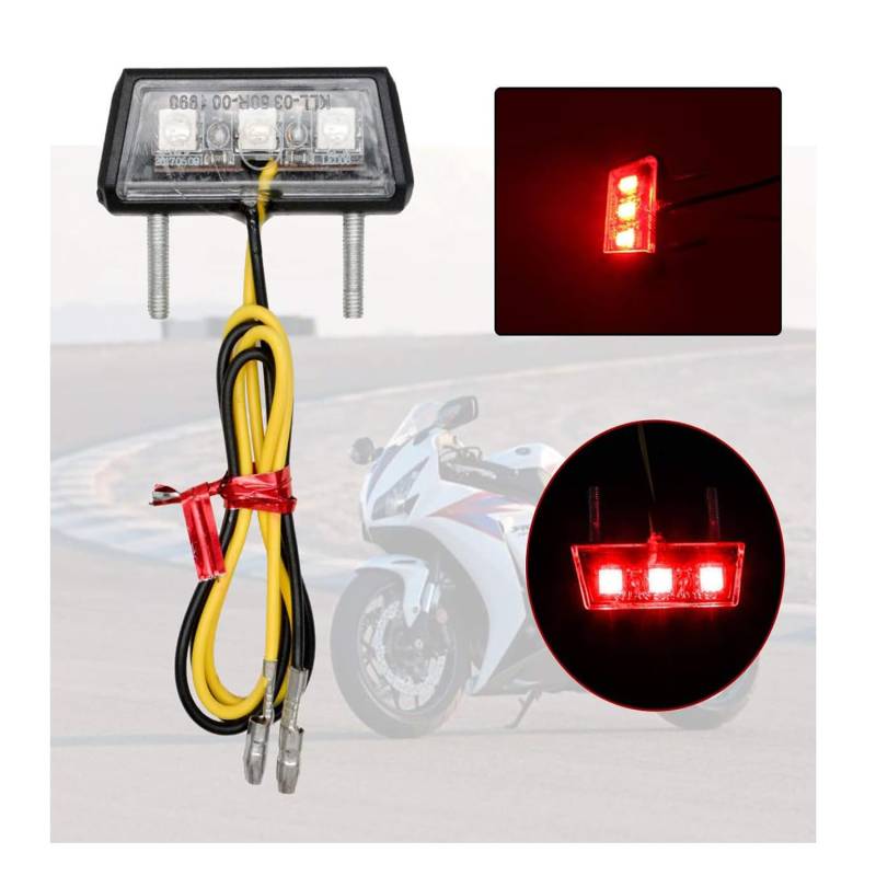 SIGANDG LED Motorcycle License Plate Light, 12 V, 3 SMD-LED-Chip, Mini-Winzig-Lampe, wasserdicht, für alle Modelle von Motorrädern und Quads (Rot) von SIGANDG