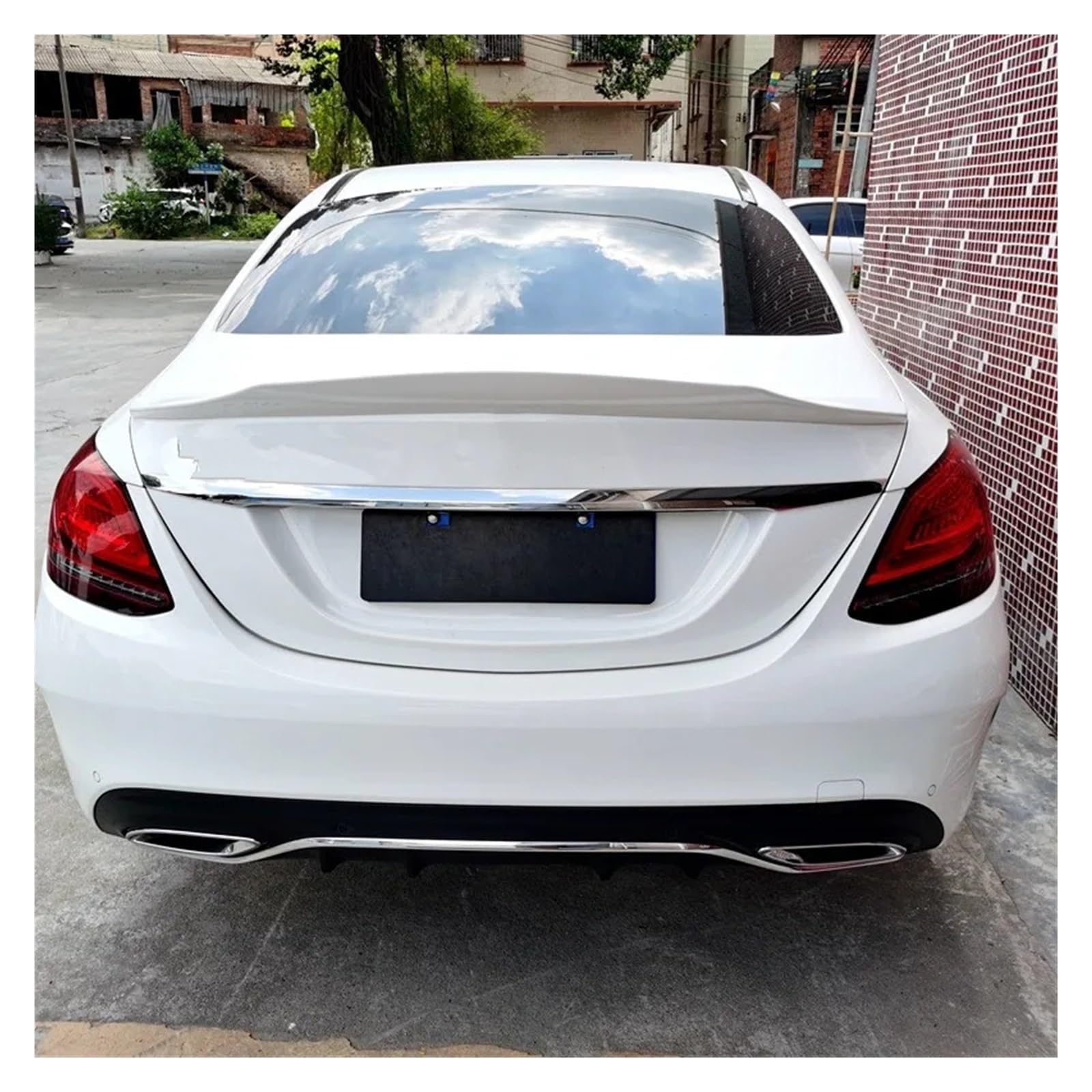 Auto Heckflügel Für Benz C-Klasse W205 C260 C43 C63 AMG 4 Türer 2014 2015 2016 2017 2018 2019 2020 Auto Heckklappe Lippe Body Kit Spoiler Flügel Teil Auto Spoiler Flügel(Weiß) von SILHUP