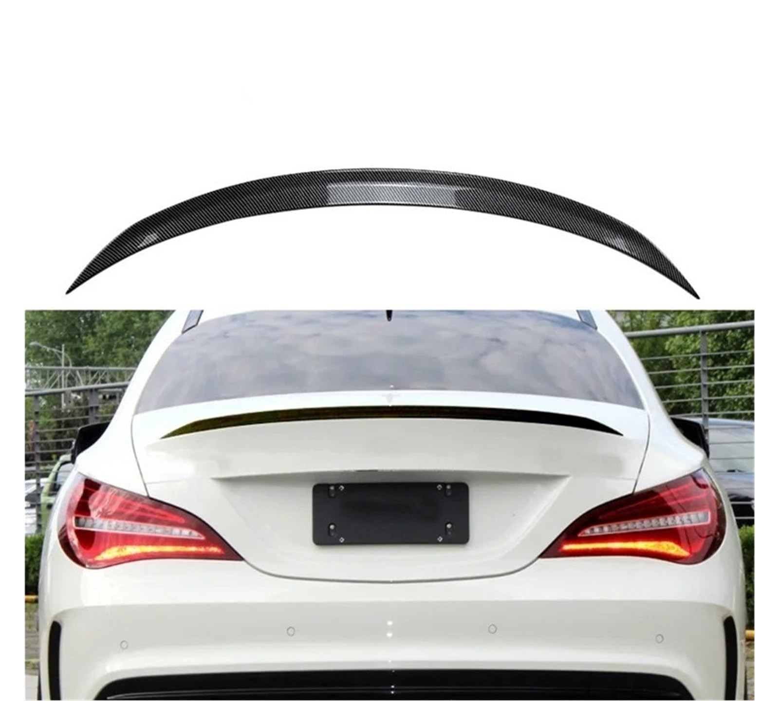 Auto Heckflügel Für Benz Für CLA-Klasse C117 Für CLA200 Für CLA260 Für CLA45 Für AMG 2013-2019 Limousine Heckspoilerflügel Heckdeckellippenspoiler Auto Spoiler Flügel(Carbon Fiber Look) von SILHUP