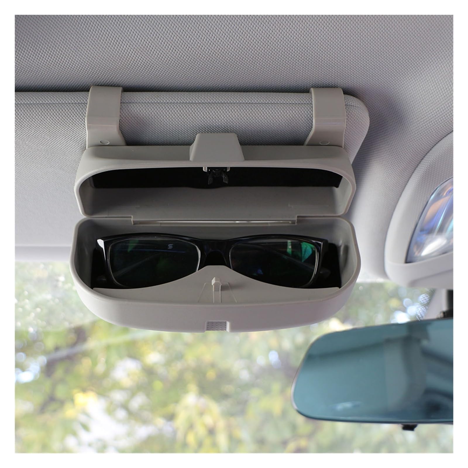 Auto Interieur Zubehör Auto Brillen Clip Ticket Karte Klemme ABS Brillenetui Innen Auto Sonnenblende Sonnenbrille Halter Zubehör Auto Zubehör Trim(Double Buckle Gray) von SILHUP