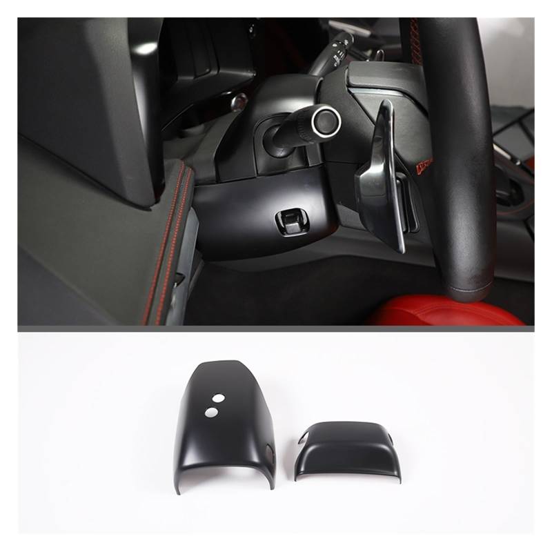 Auto Interieur Zubehör Für Chevrolet Für Corvette C8 Für Stingray Z51 Z06 2020 2021 2022 2023 ABS Auto Lenkrad Basis Trim Aufkleber Innen Zubehör Auto Zubehör Trim(Matte Black 2PCS) von SILHUP