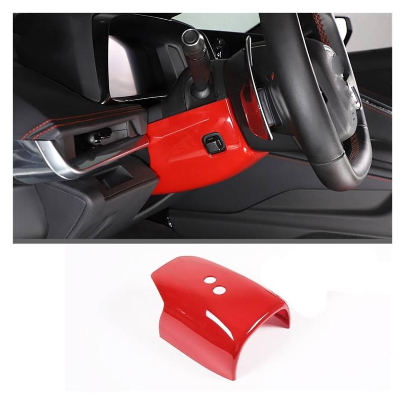 Auto Interieur Zubehör Für Chevrolet Für Corvette C8 Für Stingray Z51 Z06 2020 2021 2022 2023 ABS Auto Lenkrad Basis Trim Aufkleber Innen Zubehör Auto Zubehör Trim(Red 1PCS) von SILHUP