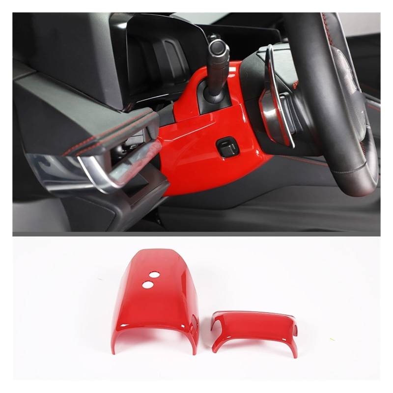 Auto Interieur Zubehör Für Chevrolet Für Corvette C8 Für Stingray Z51 Z06 2020 2021 2022 2023 ABS Auto Lenkrad Basis Trim Aufkleber Innen Zubehör Auto Zubehör Trim(Red 2PCS) von SILHUP