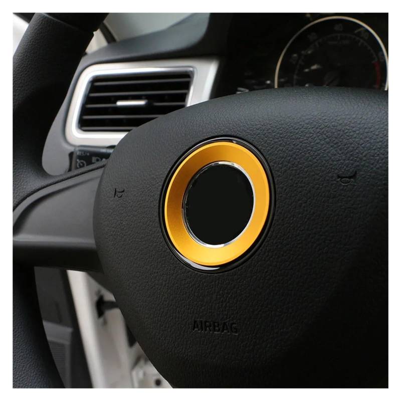 Auto Interieur Zubehör Für VW Für Golf 6 7 MK6 MK7 Für Jetta MK5 MK6 Für Polo CC Für Passat B6 B7 Für TIGUAN Aluminium Auto Lenkrad Abckung Logo Ring Auto Zubehör Trim(D) von SILHUP