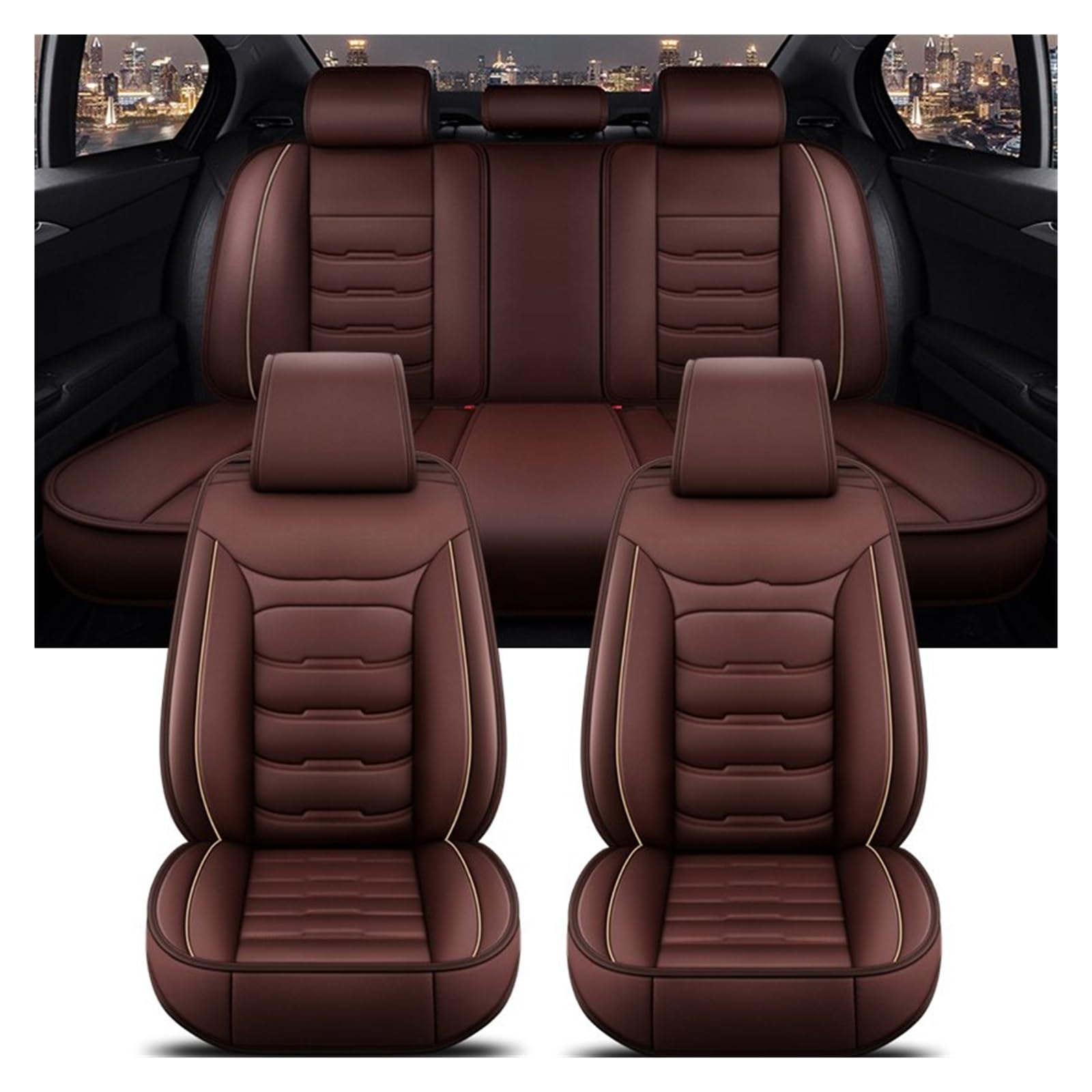 Autositzbezug Für 5er F10 F11 G30 G31 E39 E60 E61 F07 F18 G38 alle Automodelle Universal-Autositzbezug Autositzbezüge(Coffee 5 Seat) von SILHUP