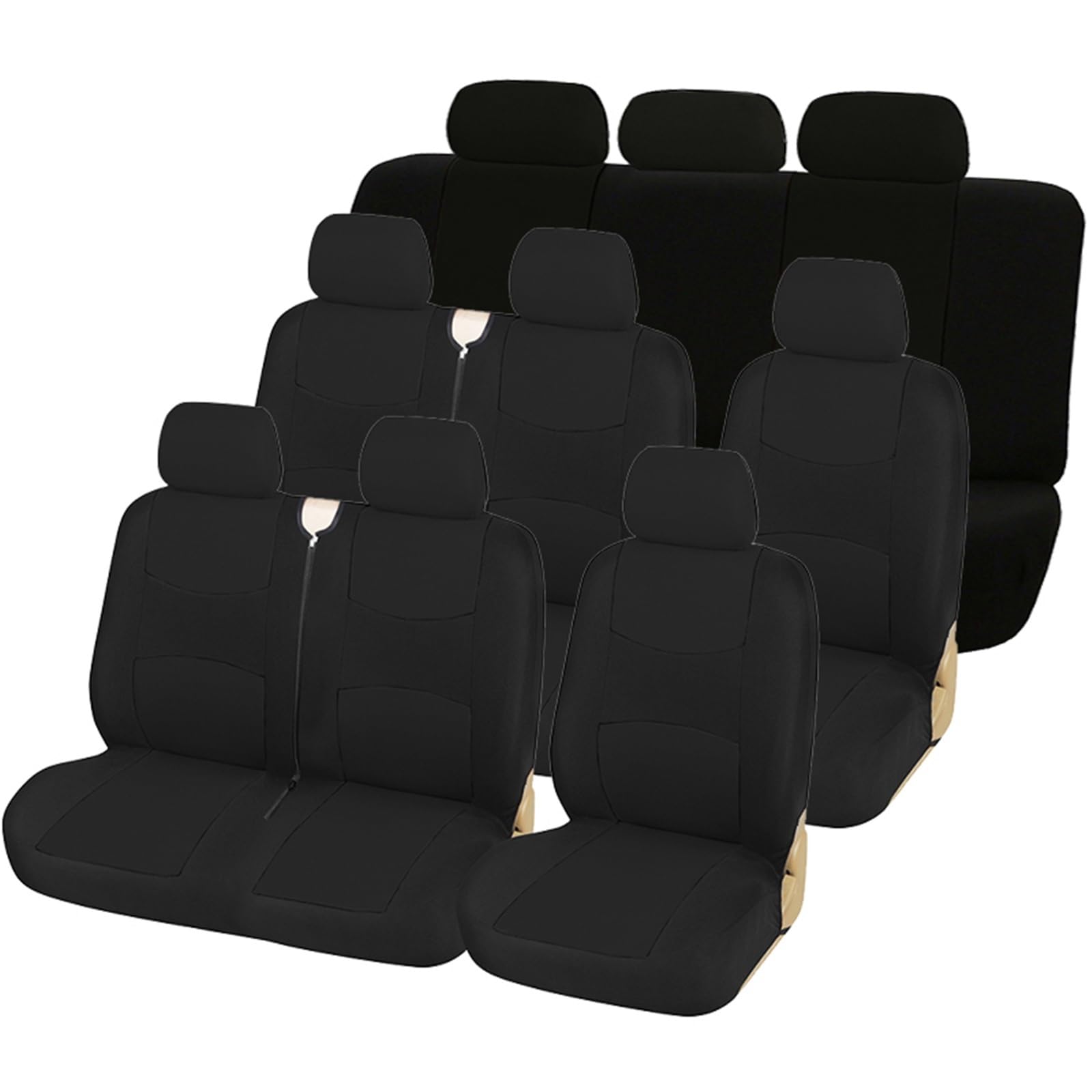 Autositzbezug Für Transporter T5 Sitzbezüge Schutz 2+1 Autositzbezüge für 9 Sitzplätze Autositzbezüge(Black 9pcs) von SILHUP