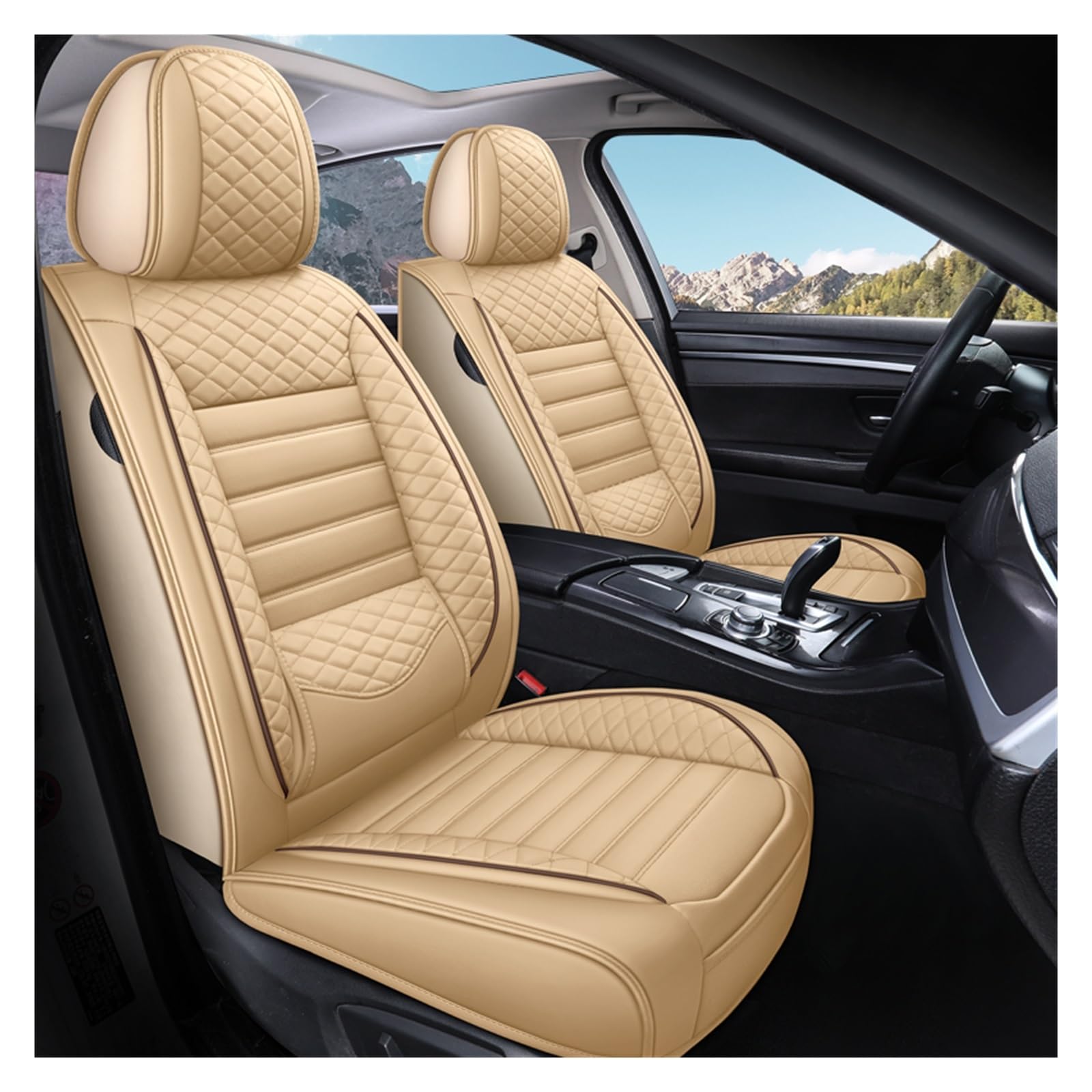 Autositzbezug Für Volvo V70 XC60 V50 S60 V60 V40 C30 Leder Autositzbezug Schutz Universal Komplettset Autositzbezüge(Beige) von SILHUP