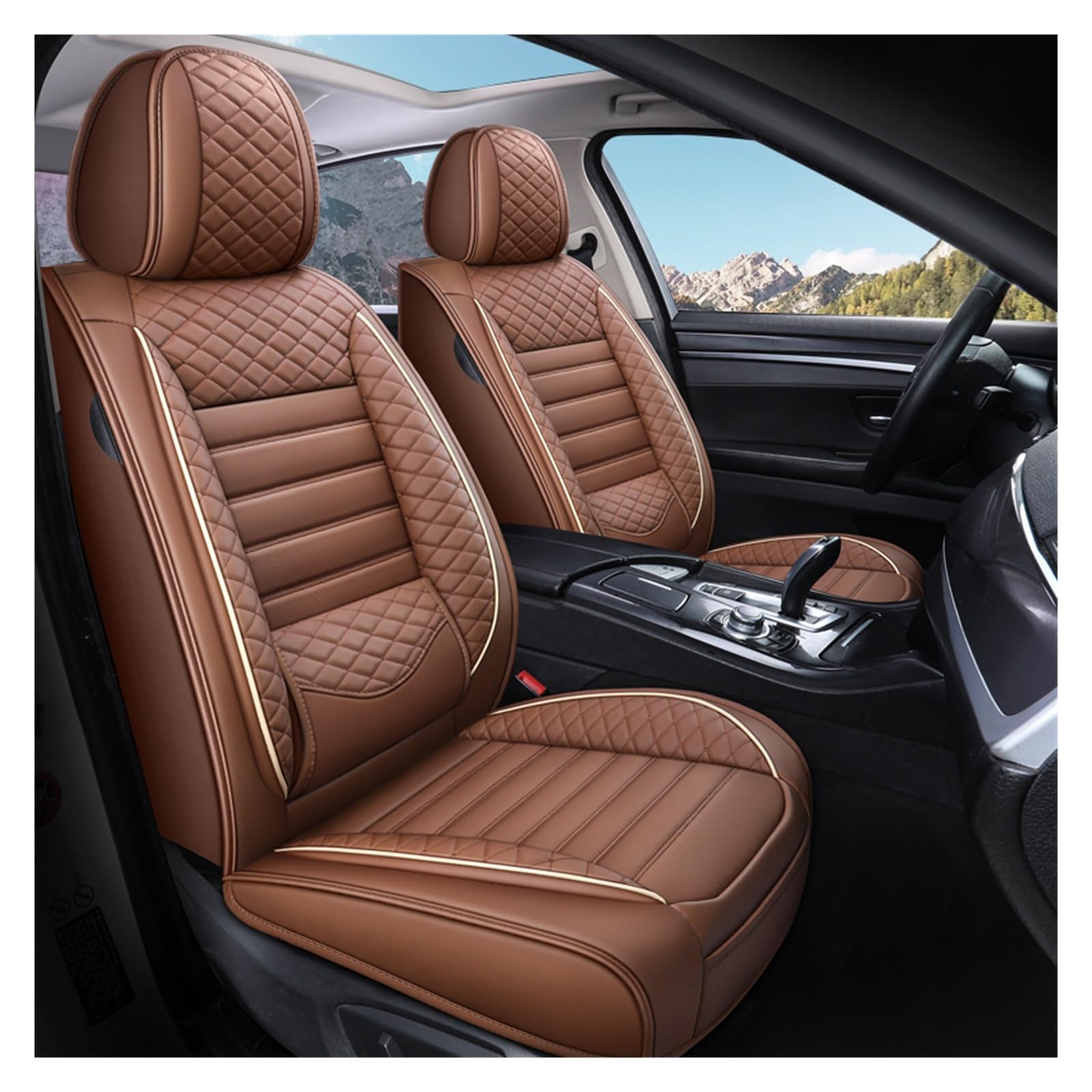 Autositzbezug Für Volvo V70 XC60 V50 S60 V60 V40 C30 Leder Autositzbezug Schutz Universal Komplettset Autositzbezüge(Brown) von SILHUP