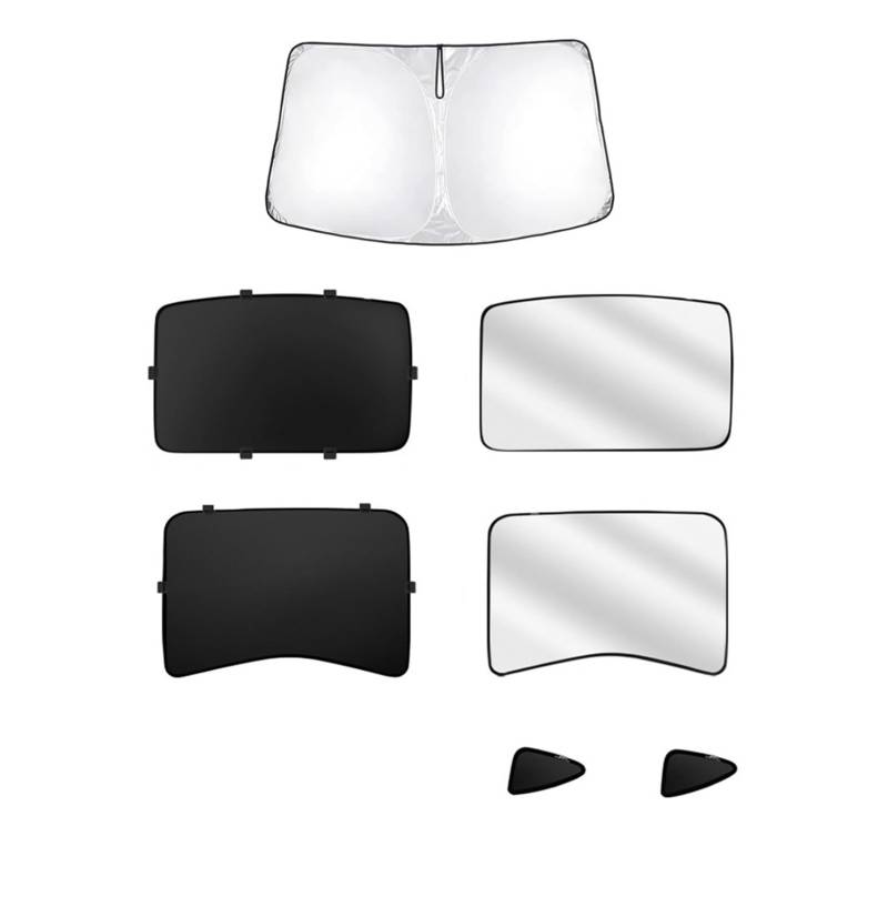 Car Shades Für Tesla Modell 3/Y 2021 2022 Vorne Hinten Glas Dach Sonnenschutz Dachfenster Reflektierende UV/Wärmedämmung Deckt Sonnenschirm Auto-Sonnenschutzschild(B-3 Black) von SILHUP