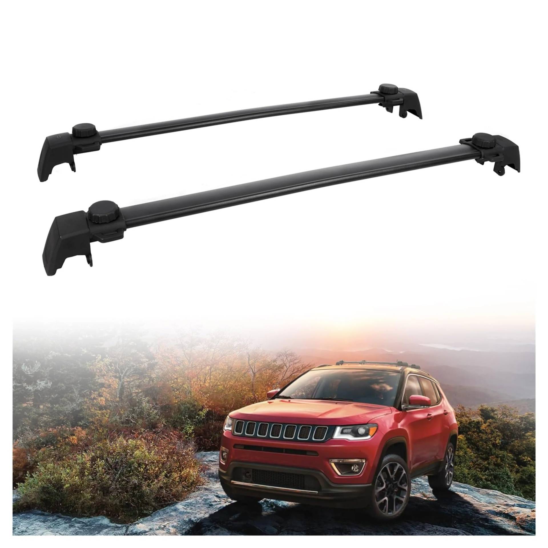 Dachträger Auto Für Jeep Für Compass MK M 2011-2022 Dach Rack Kreuz Bars Gepäck Träger Kajak Fahrrad Kanus Dach Kreuz Bar Halter Relingträger(2011-2016) von SILHUP