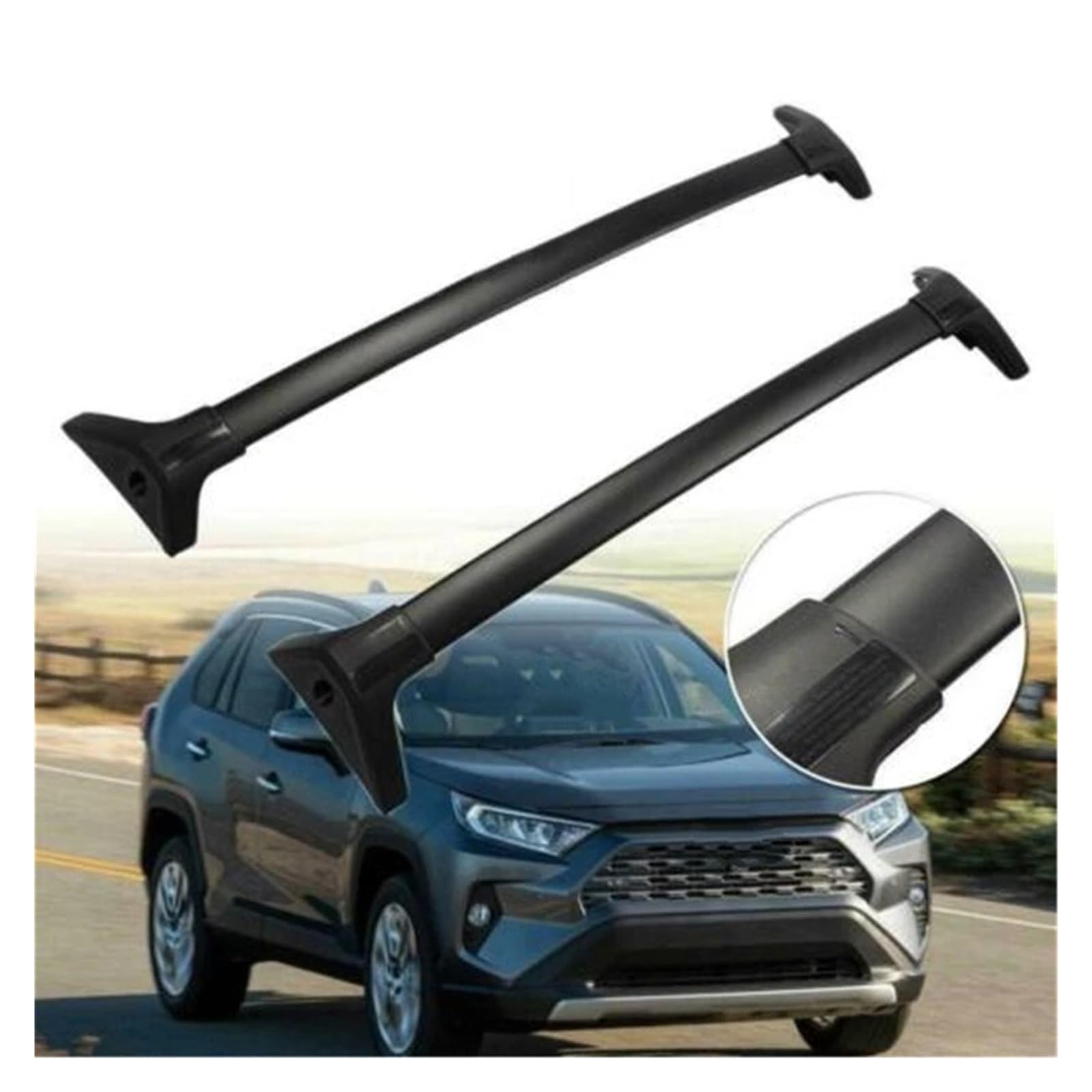 Dachträger Auto Für Toyota Für RAV4 2019-2020 Auto Gepäck Dach Rack Kreuz Bar Top Träger Auto Surf Lange Dach Rack Fahrrad Lagerung Reise 2 Pcs Relingträger von SILHUP