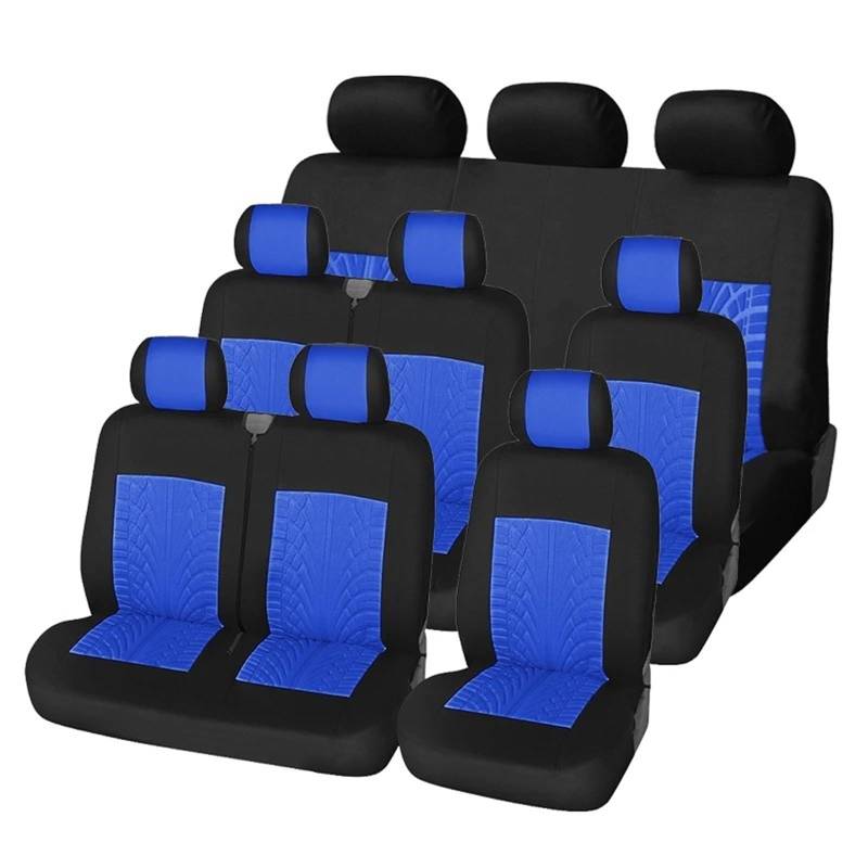 SILHUP Autositzbezug 9-Sitzer-Bussitzbezüge, schmutzabweisende Autositzschoner Autositzbezüge(Blue-9PCS) von SILHUP