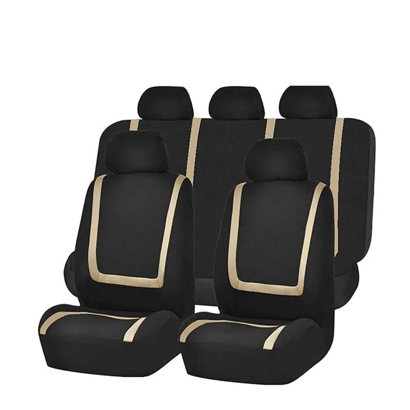 SILHUP Autositzbezug Einzigartiger Flachstoff-Autositzbezug, Innenzubehör, Universeller Autositzbezug Autositzbezüge(Beige Full Set a) von SILHUP