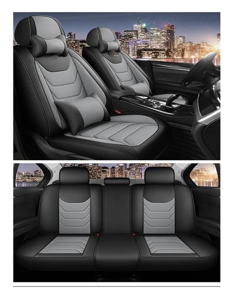 SILHUP Autositzbezug Für Civic Für Fit Für CRV Für XRV Für Accord Für Odyssey Für Jazz Für City Alle Modelle Universal Sitzbezug Autositzbezüge(Black Grey Pillow) von SILHUP