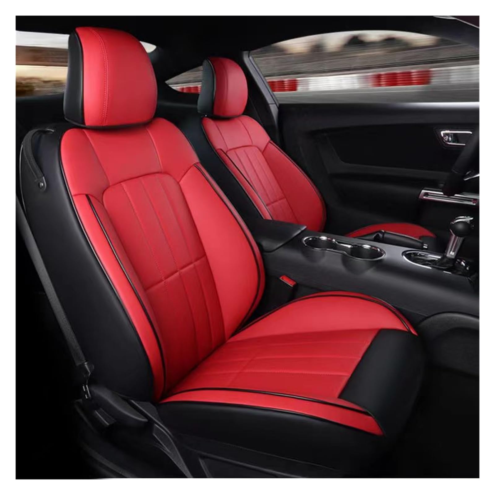 SILHUP Autositzbezug Für Ford Für Mustang GT Für Mustang Cabrio Autositzbezüge Komplettset Material Autositzbezüge(Red Black a,15-2024 Convertible) von SILHUP