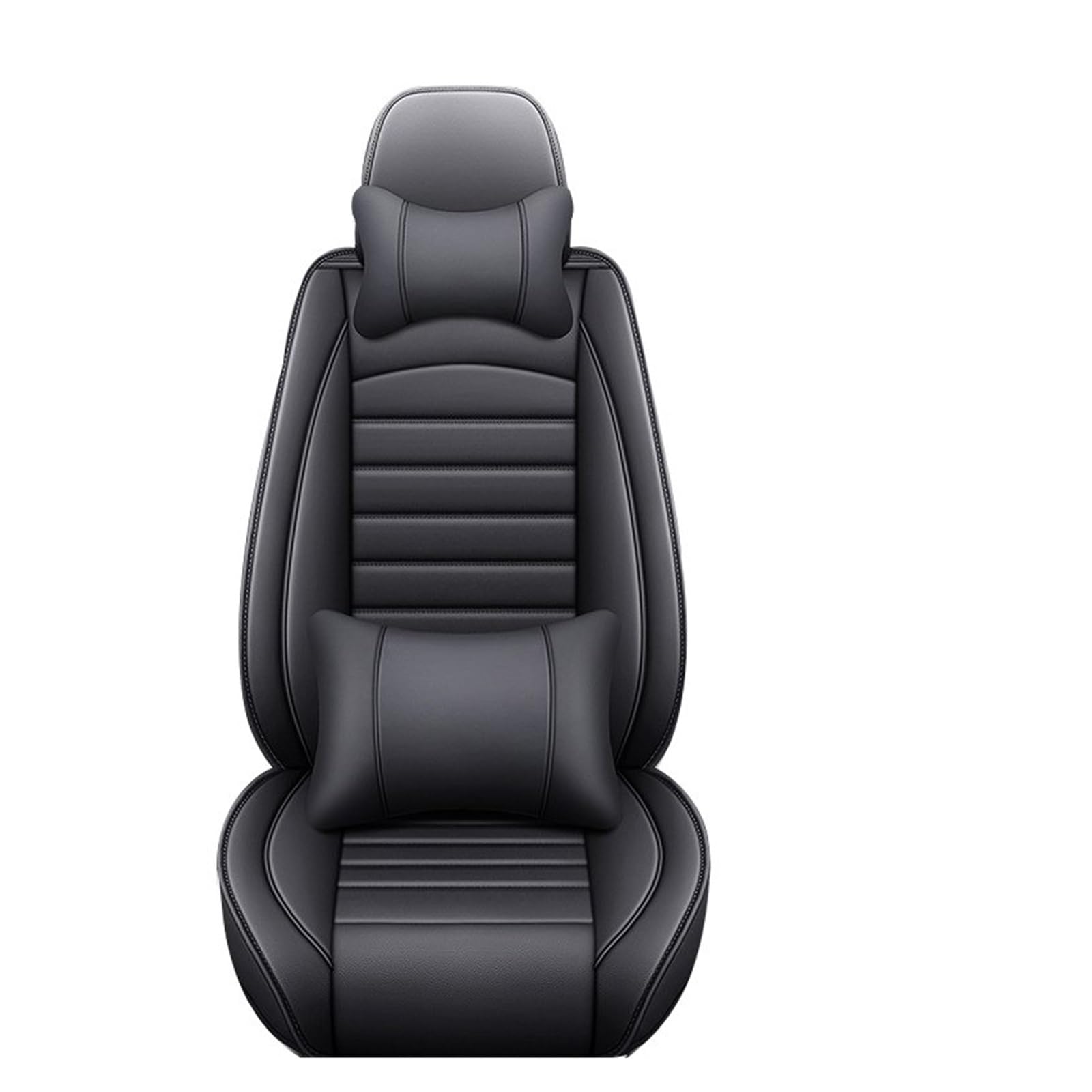 SILHUP Autositzbezug Für Hyundai Für Ix35 Für Santa Für Tucson Für Renalang Für Domina Universal All Inclusive Auto Leder Sitzbezug Autositzbezüge(Black Pillow) von SILHUP