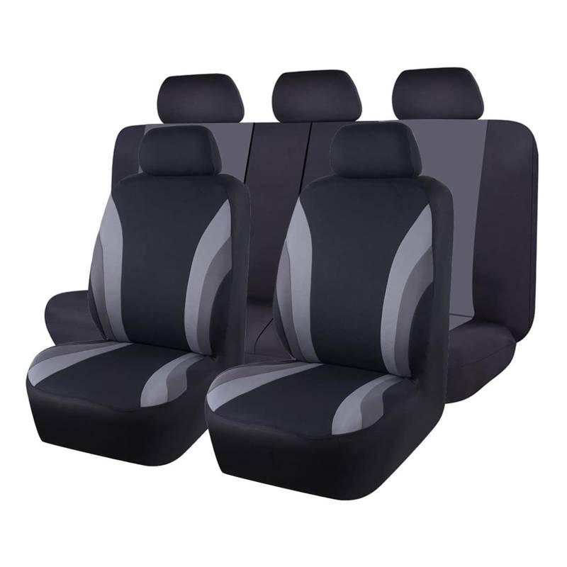 SILHUP Autositzbezug Sport-Stil Komplettes Set Polyester-Stoff Autositzbezüge Autositzschutz Universell Für Die Meisten Autos SUVs Autositzbezüge(AE-2008-GY) von SILHUP