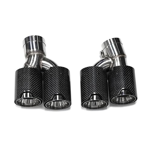 Auspuffblende Auspuffspitzendüse Dual-Out-Auspuffspitze Kohlefaser-Schalldämpferspitze H-förmiges Endrohr Für 525i 528i 530i G30 G31 2018+ 5er-Serie Auspuff Endrohr(Carbon Fiber F) von SIMBAE