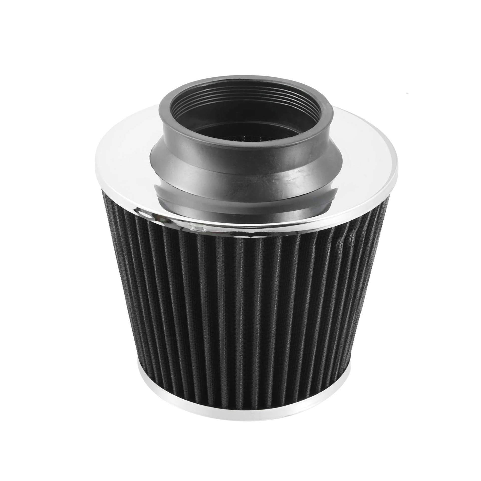 Auto Ansaugrohr 60/65/70mm Auto Zubehör Auto Motor Reduzierring Einlass Kaltlufteinlass Filter Kegel Teile Waschbar Klemme Auf Trocken Luftansaugschlauch(60mm Black Silver) von SIMBAE