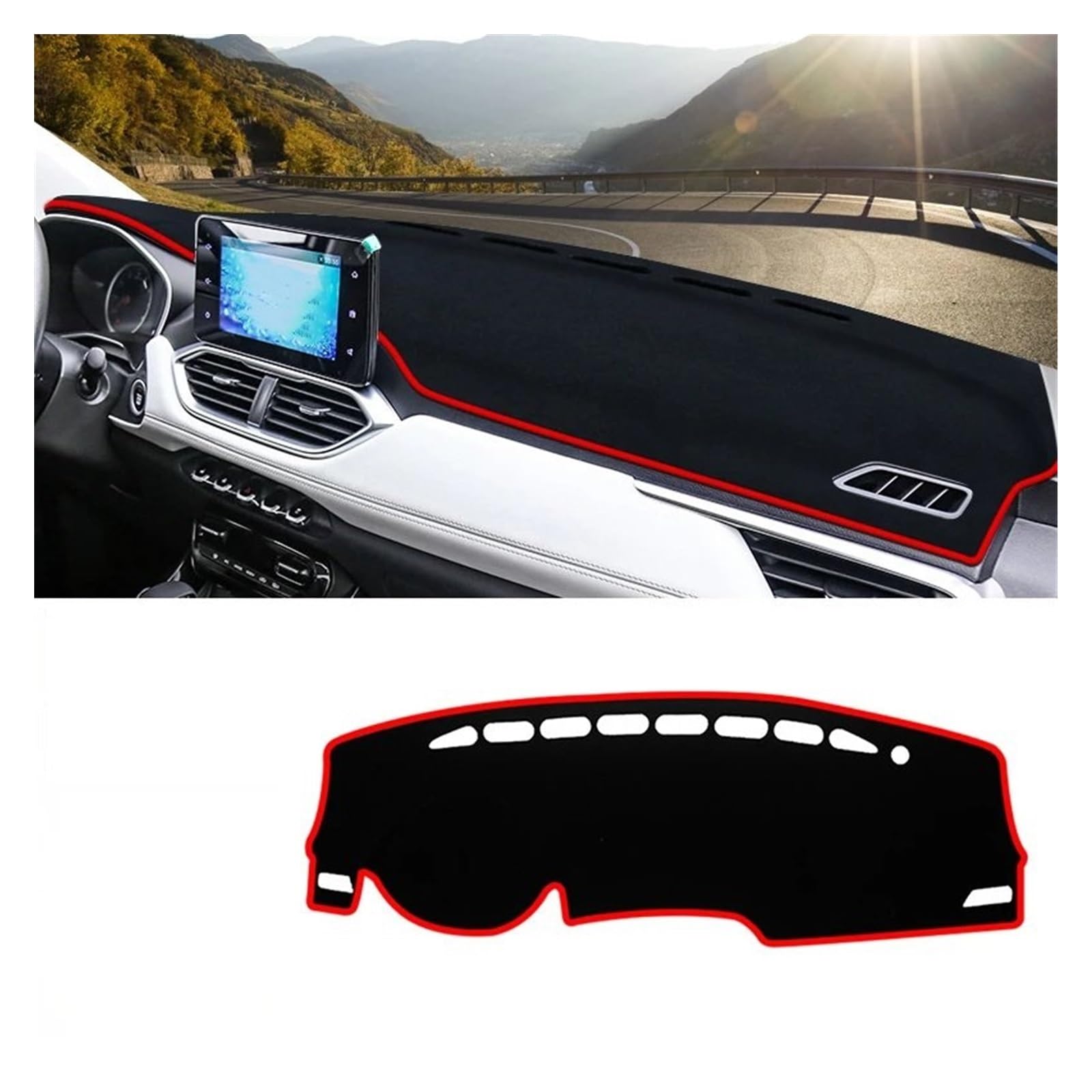 Auto Dashboard Abdeckung Matte Für Chevrolet Für Captiva 2019 2020 2021 2022 2023 Auto Dashboard Abdeckung Dash Matte Sonnenschutz Nicht-slip Pad(A Red Side) von SIMBAE