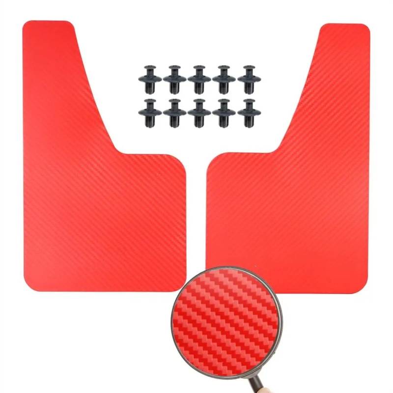 Schmutzfänger Schutzbleche Auto-Spritzschutz Schmutzfänger Carbonfaser-Effekt Kotflügel Kotflügelabdeckung Vorn/hinten Zubehör Für Vans SUVs Rot/Schwarz Auto Kotflügel(2pcs red) von SIMBAE