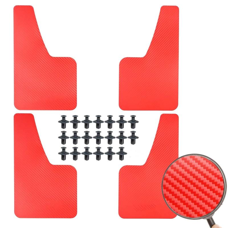 Schmutzfänger Schutzbleche Auto-Spritzschutz Schmutzfänger Carbonfaser-Effekt Kotflügel Kotflügelabdeckung Vorn/hinten Zubehör Für Vans SUVs Rot/Schwarz Auto Kotflügel(4pcs red) von SIMBAE