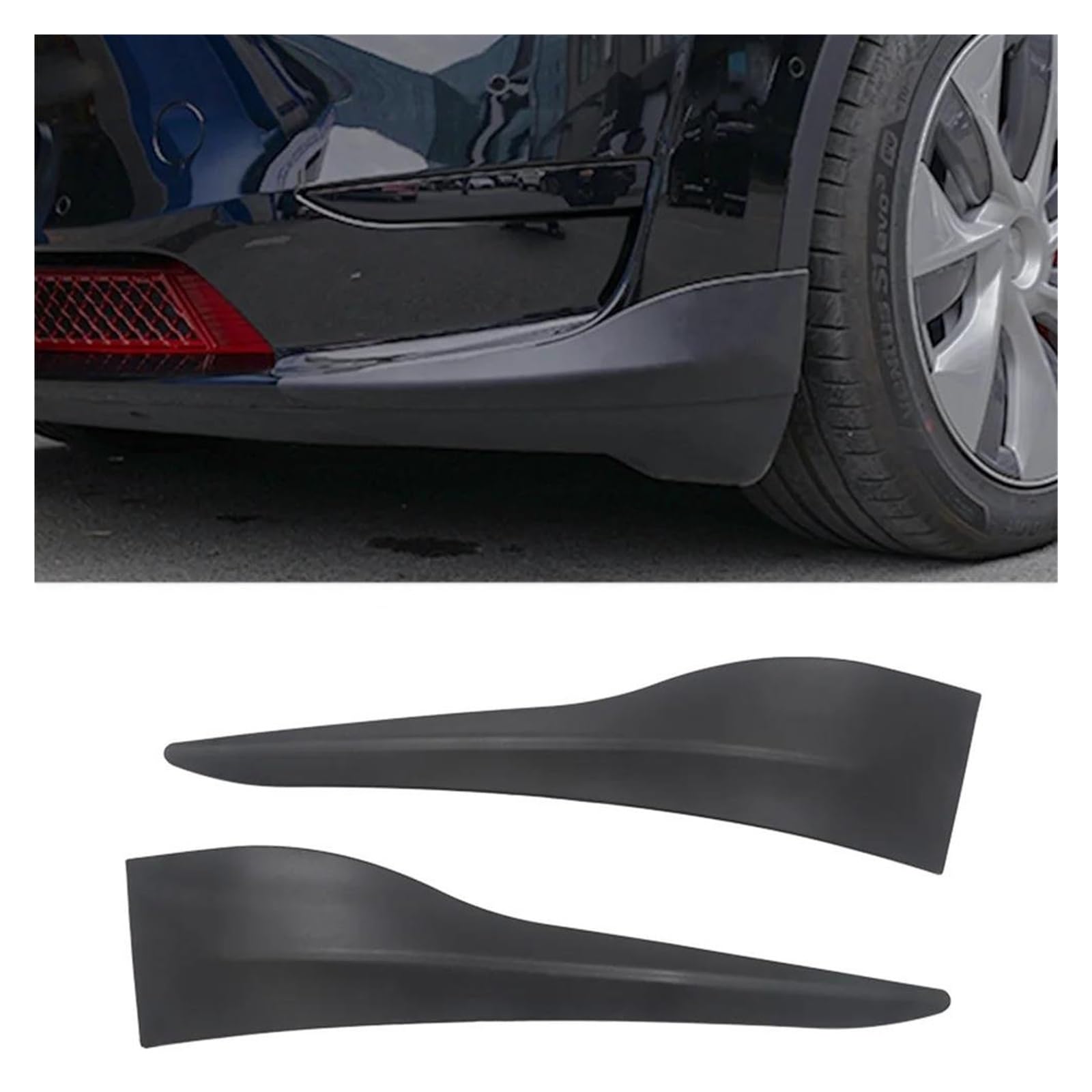 Splitter Autozubehör Für Tesla Für Modell Y 2021 2022 2023 Antikollisions-Frontstoßstangen-Eckschutz-Eckschutzstreifen Stoßstangenlippe Seitenschweller(1 Pair Black) von SIMBAE