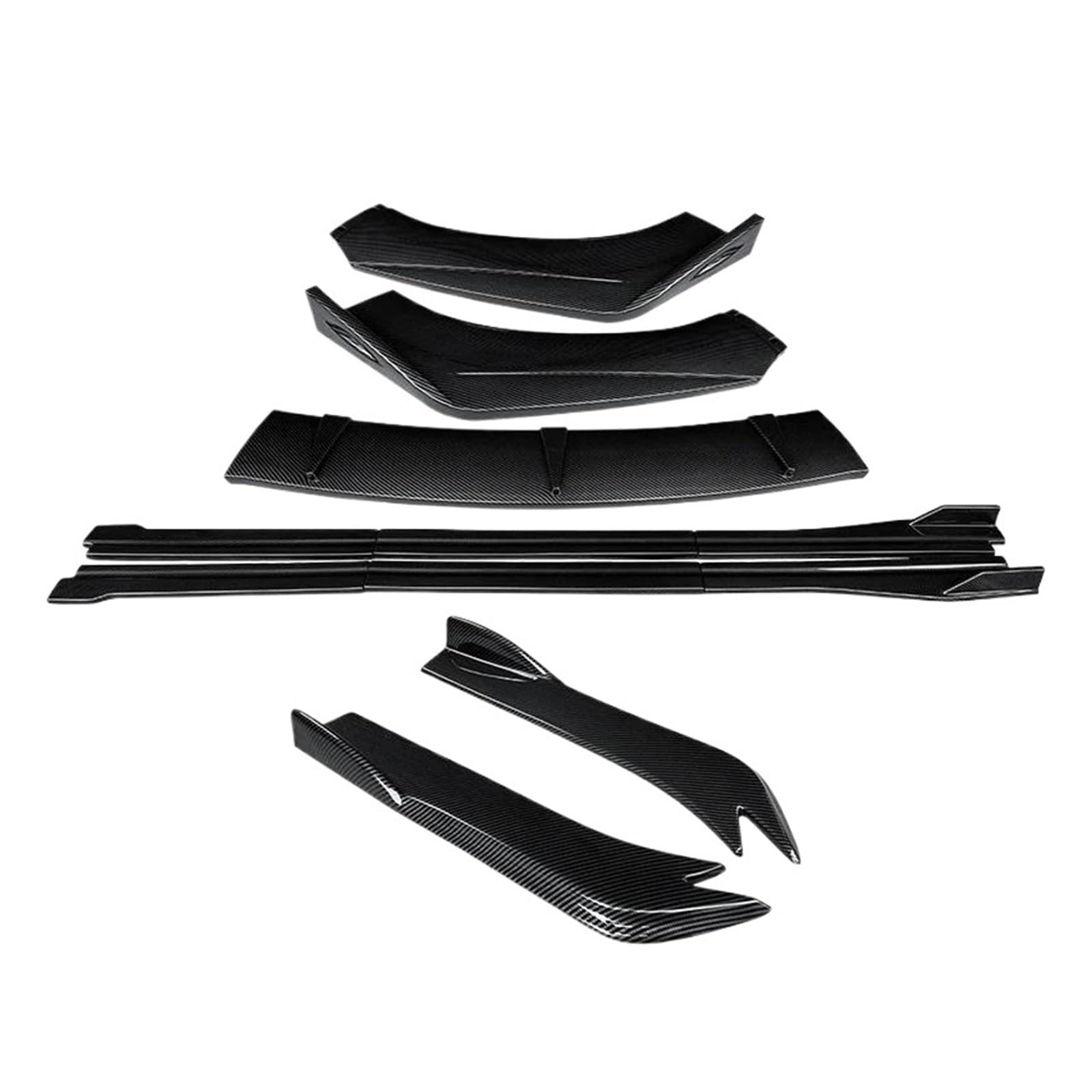 Splitter Für VW Für Passat CC 2009-2012 Auto Front Stoßstange Splitter Lip Body Kit Spoiler Seitenschweller Erweiterungen Hinten Wrap Winkel Zubehör Seitenschweller(Kohlefaser-Optik) von SIMBAE