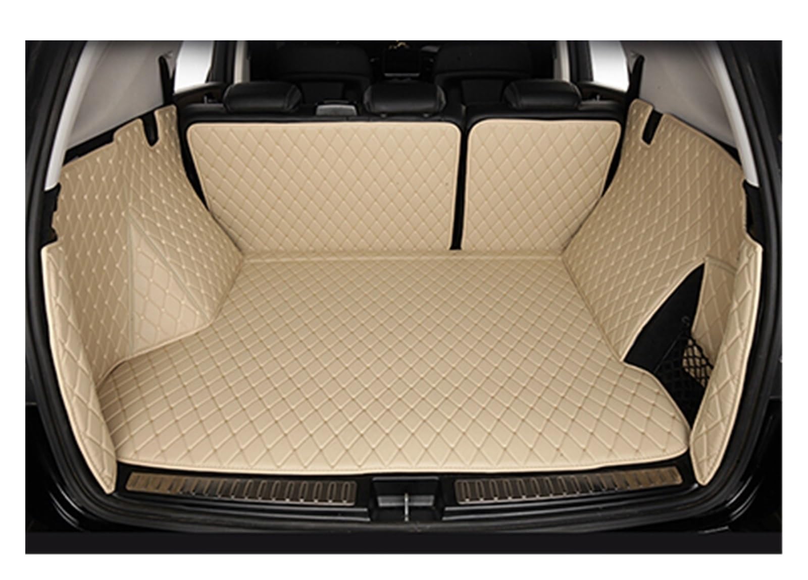 Für 3 Serie Für GT 2013-2019 Custom Leder Auto Stamm Matten Hinten Stamm Boden Mat Fach Teppich Schlamm Kofferraumwanne(Beige,B) von SIMICASE