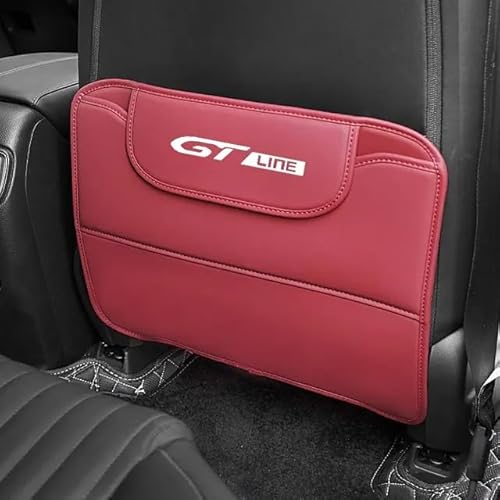 Auto Rücksitz Anti Kick Pad für Peugeot GT LINE 508 5008 3008 208 2008 308, PU Leder wasserdichte Autositz Rückenlehnenschutz, Auto Zubehör,3 RED von SIOZWO