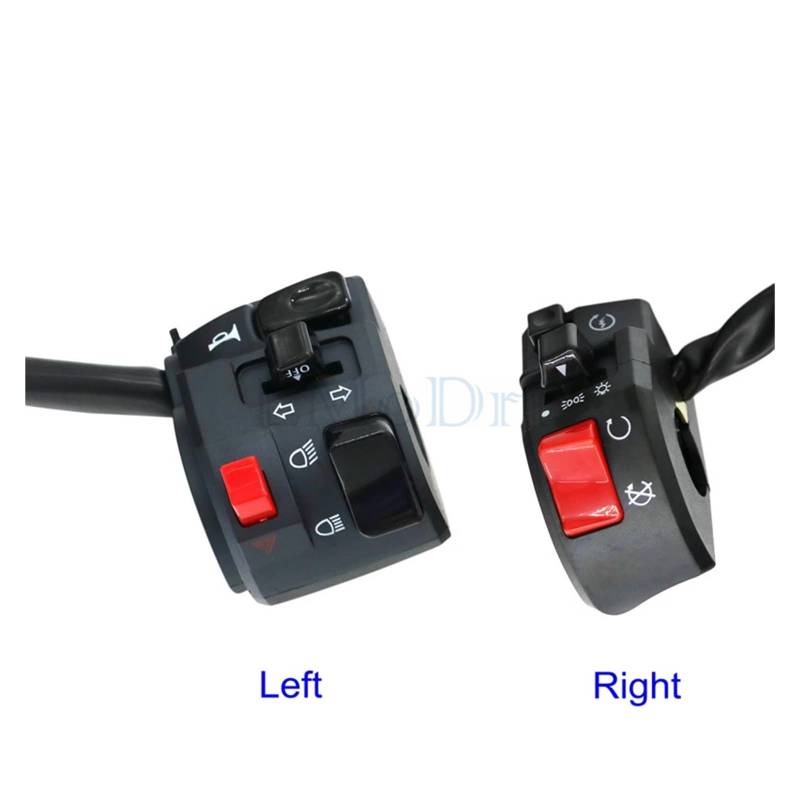 Motorrad Hupenknopfschalter Motorrad Blinker Elektrische Nebelscheinwerfer Licht Start Lenker Controller Schalter Motorrad-Steuerschalter(Left and Right) von SISAWUEU