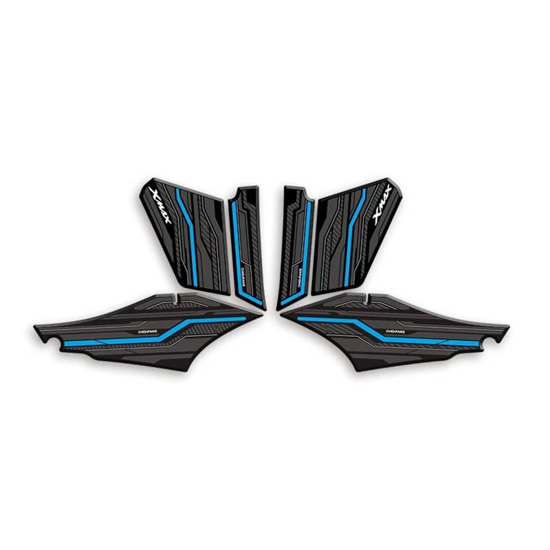 Motorrad Tankpad Für Yamaha XMAX300 2024 Motorrad-Gummi-Kraftstofftank-Aufkleber-Set, Motorrad-Drosselklappen-Dekoration und Schutzaufkleber(Peacock Blue) von SISAWUEU