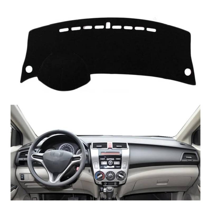 Auto Armaturenbretter Abdeckung Auto Dashboard Abdeckung Dash Matte Instrument Sonnenschirm Schützen Teppich Für Hon┐da Für Stadt 2008 2009 2010 2011 2012 2013 2014(Left Hand Drive,Black Edge) von SISIFEIER