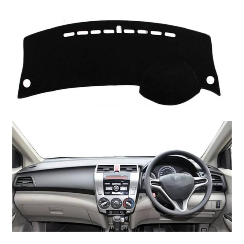 Auto Armaturenbretter Abdeckung Auto Dashboard Abdeckung Dash Matte Instrument Sonnenschirm Schützen Teppich Für Hon┐da Für Stadt 2008 2009 2010 2011 2012 2013 2014(Right Hand Drive,Black Edge) von SISIFEIER