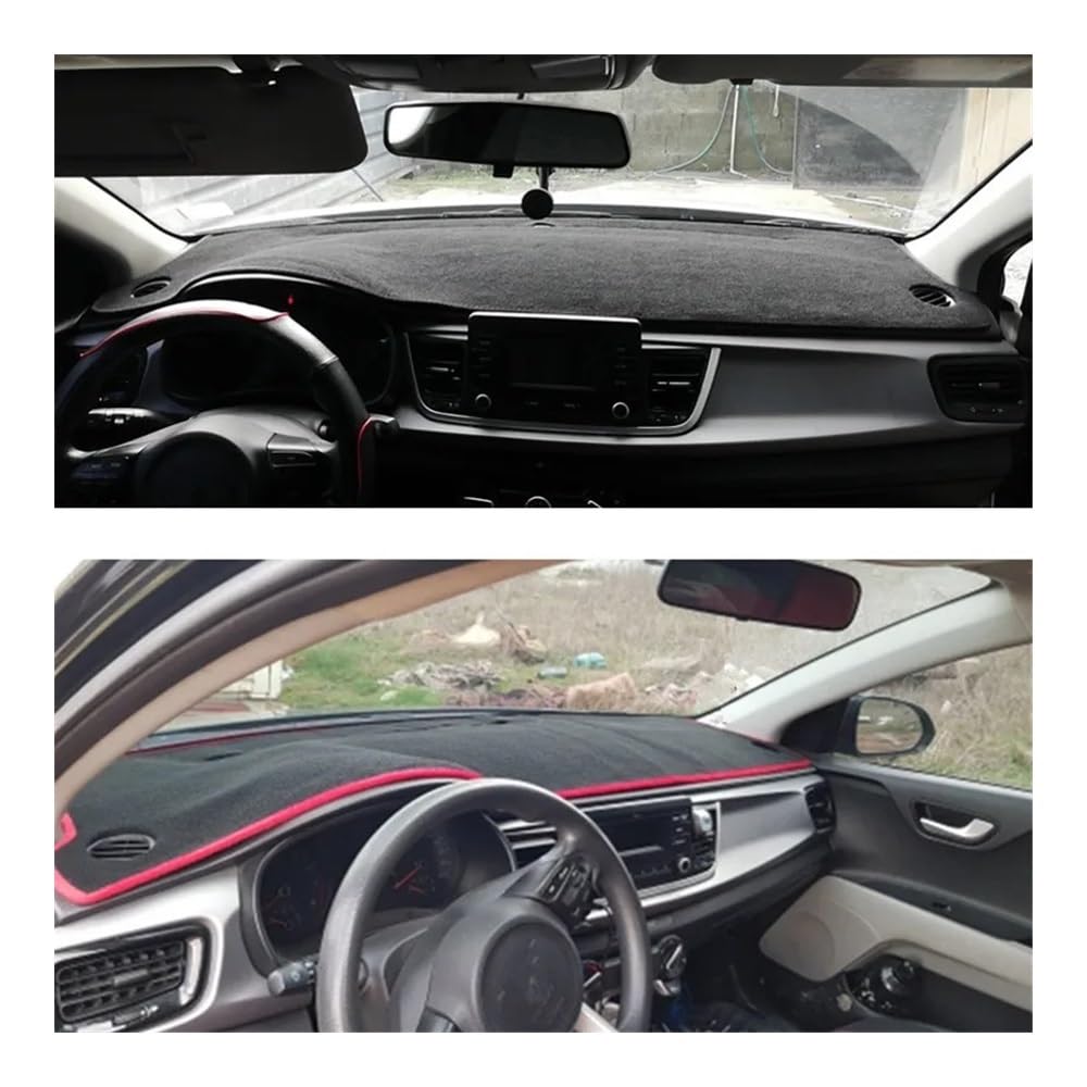 Auto Armaturenbretter Abdeckung Auto Dashboard Abdeckung Matte Anti-Glare Instrument Sonnenschirm Teppich Für Kia Für Rio YB 2017 2018 2019 2020 2021 2022 2023 2024(Right Hand Drive,Red Edge) von SISIFEIER