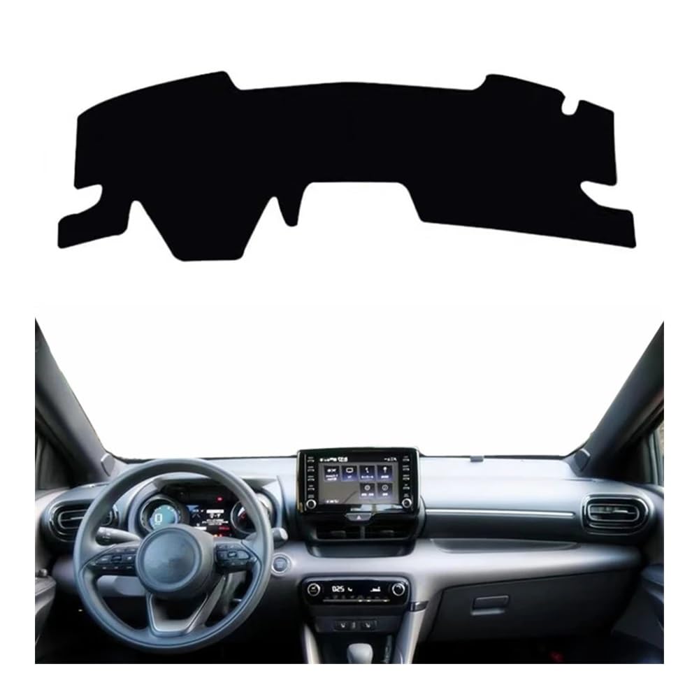 Auto Armaturenbretter Abdeckung Auto Dashboard Abdeckung Matte Pad Dashmat Sonnenschutzdach Schützen Teppich Teppich Für Toy&ota Für Yaris Kreuz XP210 2021 2022 2023(Left Hand Drive,Black Edge) von SISIFEIER