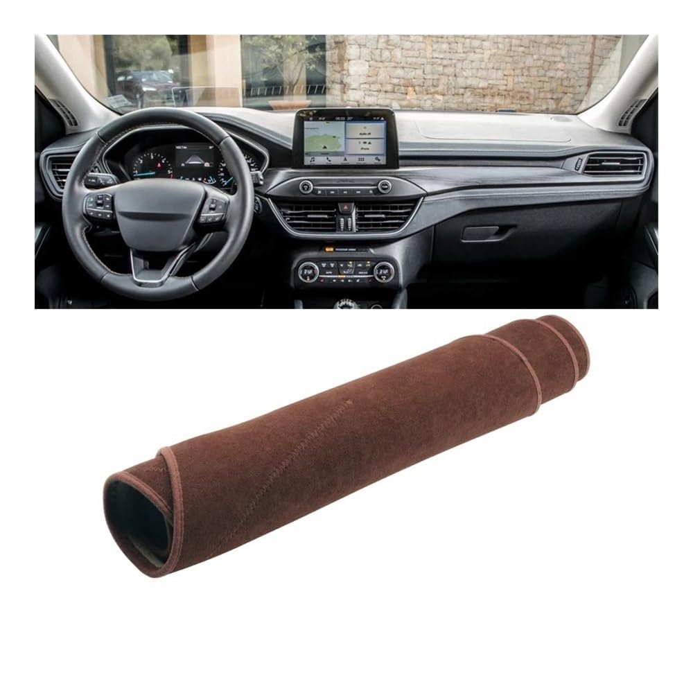 Auto Armaturenbretter Abdeckung Auto Dashboard Abdeckung Sonnenschutz Vermeiden Licht Matte Non-Slip Instrument Teppiche Für For&d Für Focus Für MK4 IV 2018 2019 2020 2021 2022 2023(B Brown LHD) von SISIFEIER