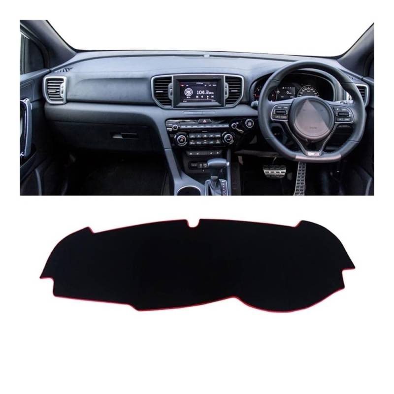 Auto Armaturenbretter Abdeckung Auto Dashboard Vermeiden Licht Pad Instrument Plattform Schreibtisch Abdeckung Fall Matte Teppiche Für Kia Für Sportage 4 2016 2017 2018 2019 2020 2021(A Red Side RHD) von SISIFEIER