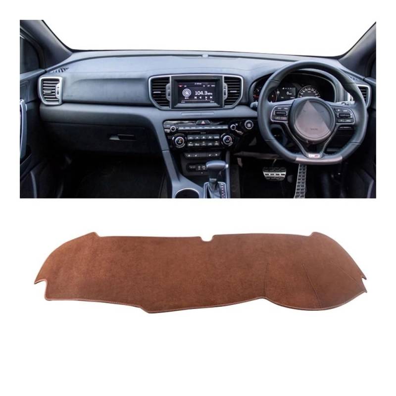 Auto Armaturenbretter Abdeckung Auto Dashboard Vermeiden Licht Pad Instrument Plattform Schreibtisch Abdeckung Fall Matte Teppiche Für Kia Für Sportage 4 2016 2017 2018 2019 2020 2021(B Brown RHD) von SISIFEIER