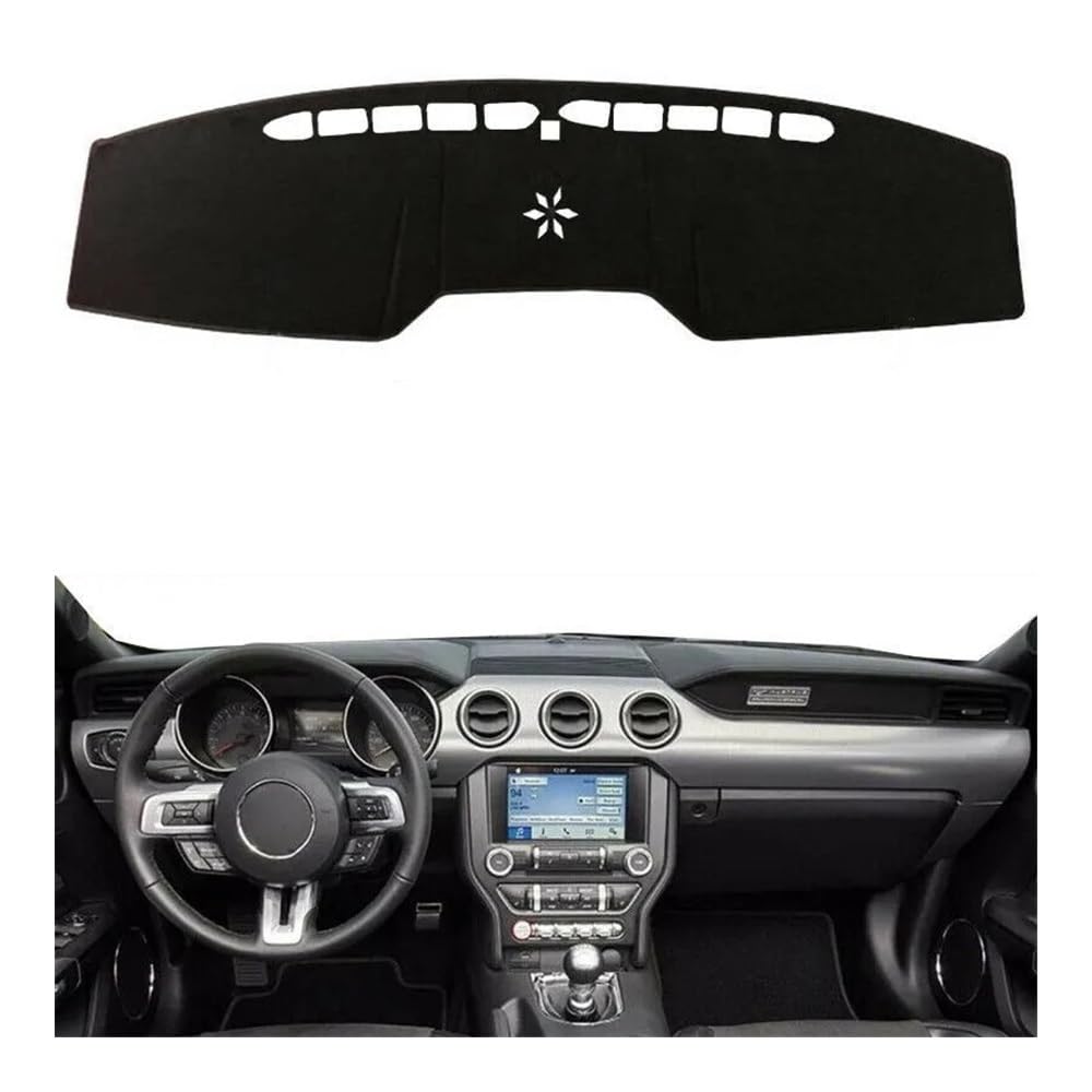 Auto Armaturenbretter Abdeckung Auto Dashmat Dashboard Abdeckung Matte Teppich Sonnenschirm Teppich Für For&d Für Mustang 2015 2016 2017 2018 2019 2020 2021 2022(Left Hand Drive,Black(Black Edge)) von SISIFEIER