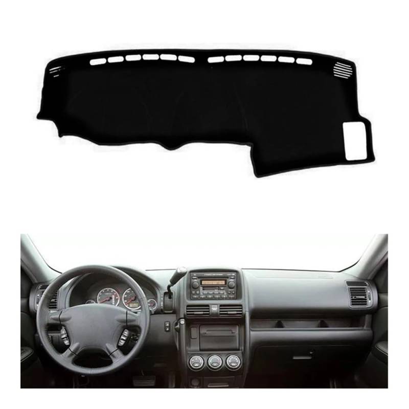 Auto Armaturenbretter Abdeckung Auto Styling Dashmat Dashboard Abdeckung Matte Pad Anti-Glare Dash Sonnenschirm Schützen Teppich Für Hon┐da Für CR-V CRV 2002 2003 2004 2005 2006(Left Hand Drive,Black von SISIFEIER